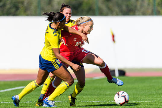 Stine Larsen of Denmark and Madelen Janogy and Jessica