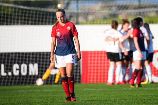 Amalie Eikeland of Norway looks dejected