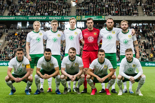 Hammarbys startelva innan fotbollsmatchen i Svenska Cupen