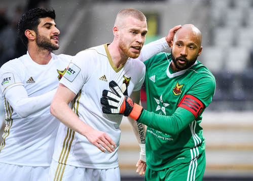 Östersunds Rewan Amin, Thomas Isherwood och målvakt Aly