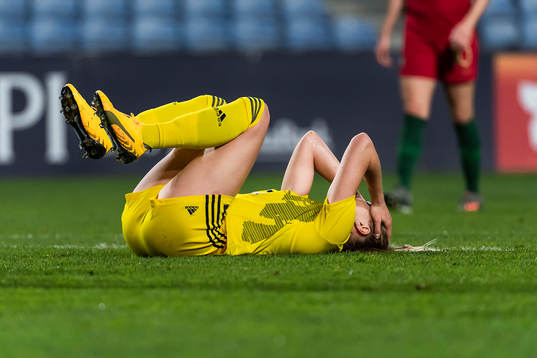 Fridolina Rolfö of Sweden in pain