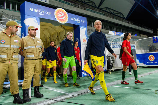 Caroline Seger of Sweden enters the pitch