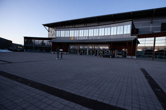 Tegera Arena innan ishockeymatchen i SHL mellan Leksand och