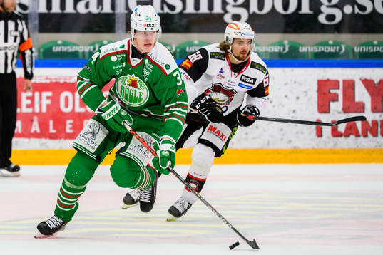 Rögles Adam Edström och Malmö Redhawks Adam Brodecki