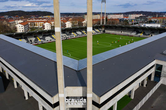 Drönarvy över Bravida Arena
