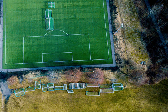 General view of empty football pitches as the Coronavirus,
