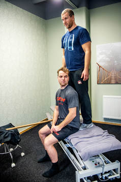 Ponthus Westerholm och fystränare Freddie Sjögren