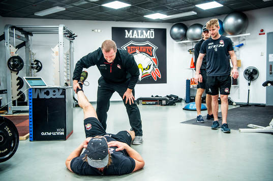 Fystränare Freddie Sjögren och Emil Sylvegård. I