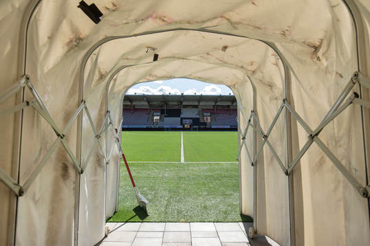 View of the player tunnel at Behrn Arena as the
