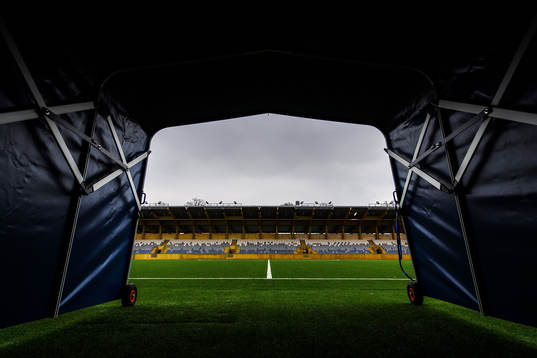View of the player tunnel at Studenternas IP as the