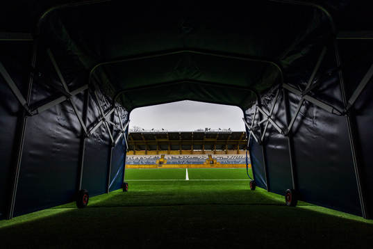 View of the player tunnel at Studenternas IP as the