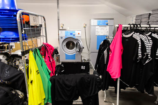 A laundry room at Studenternas IP as the coronavirus,