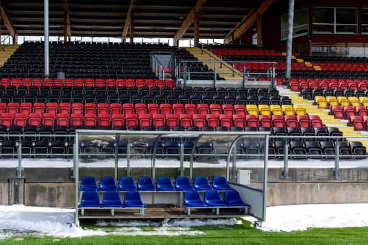 Players benches at Jämtkraft Arena as the coronavirus,
