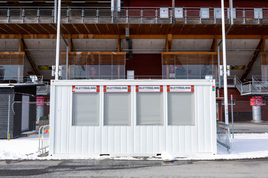 Ticket windows outside of Jämtkraft Arena as the