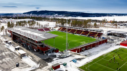 Aerial view of Jämtkraft Arena as the coronavirus,