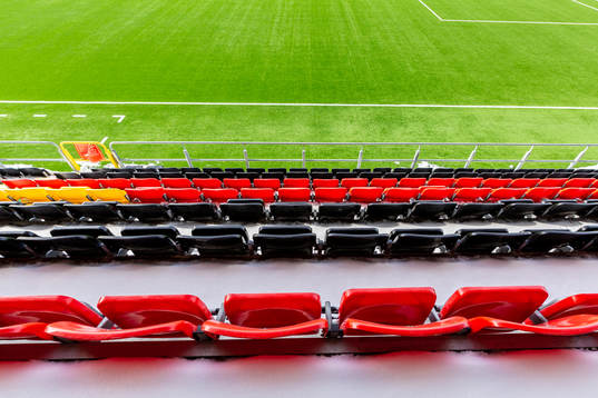 Spectator seats at Jämtkraft Arena as the coronavirus,