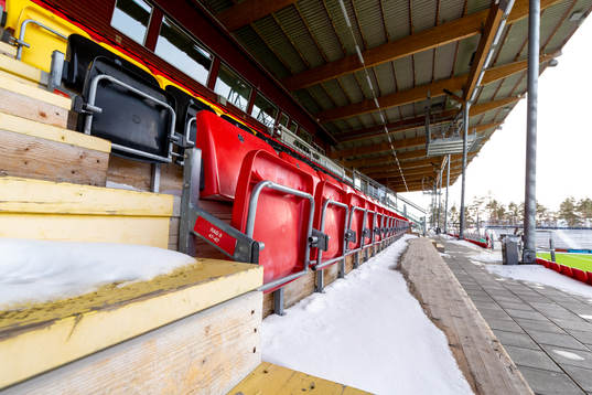 Spectator seats at Jämtkraft Arena as the coronavirus,