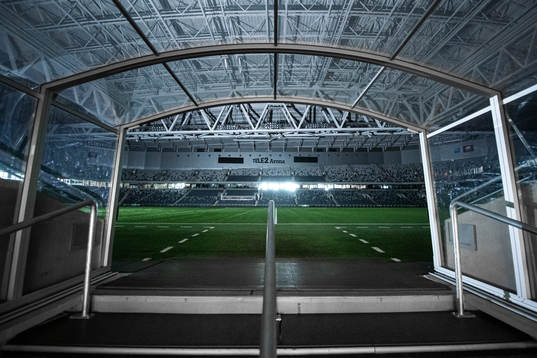 View of the player tunnel at Tele2 Arena as the
