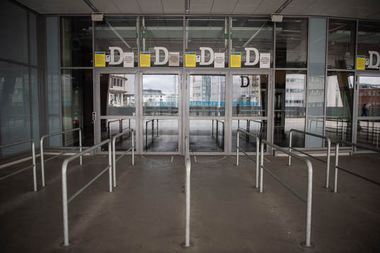 Exterior view of Tele2 arena as the coronavirus, COVID-19,