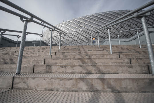 Exterior view of Tele2 arena as the coronavirus, COVID-19,
