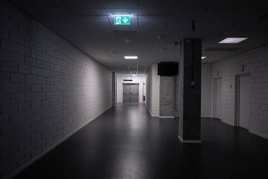 The corridor from the dressing rooms to the pitch at Tele2