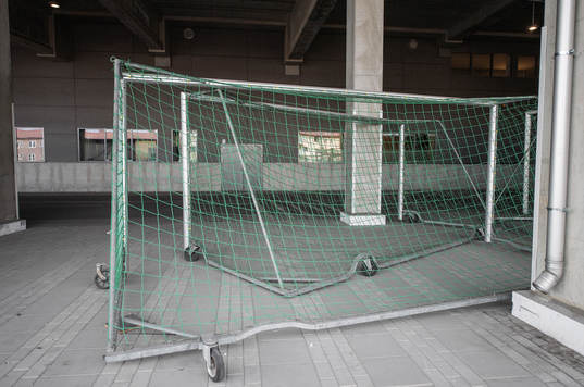 Football goals outside Tele2 arena as the coronavirus,