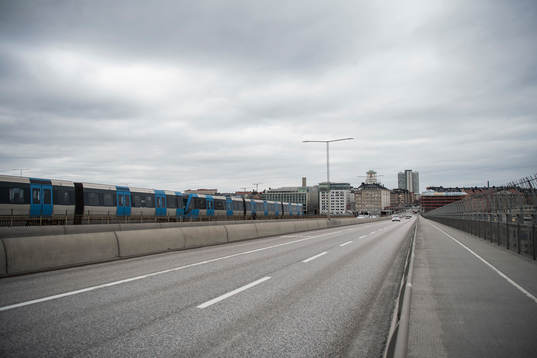 The Skanstull bridge as the coronavirus, COVID-19, outbreak
