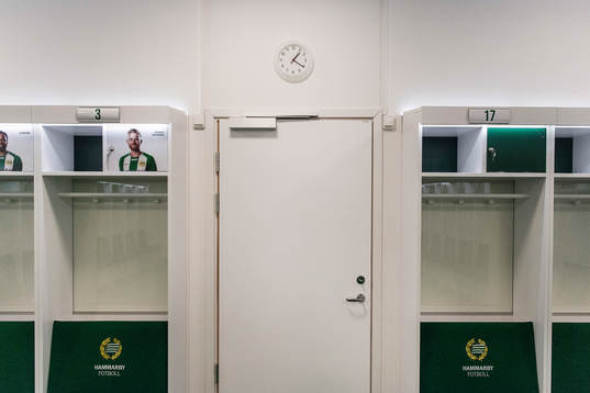 The Hammarby players dressing room at Tele2 arena as the