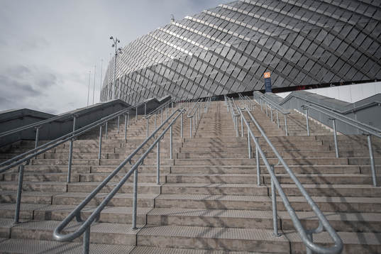 Exterior view of Tele2 arena as the coronavirus, COVID-19,