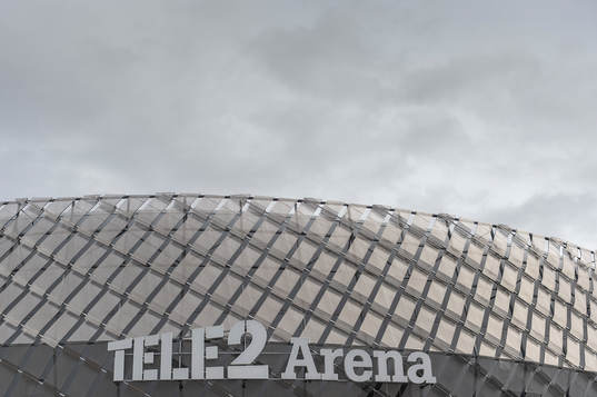 Exterior view of Tele2 arena as the coronavirus, COVID-19,