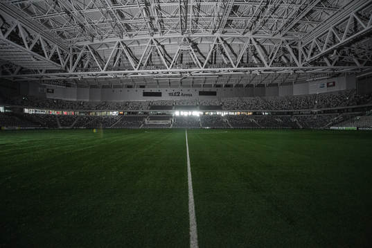 Interior view of Tele2 arena as the coronavirus, COVID-19,