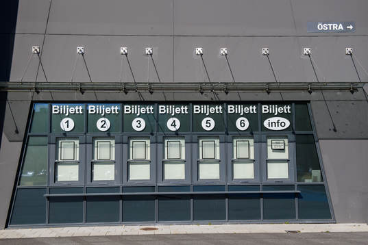 General view of ticket windows outside of Olympia as the