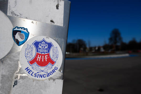 A Helsingborg sticker outside Olympia as the coronavirus,
