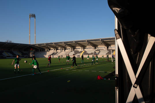 Youth team Lundby practices at Bravida Arena as the