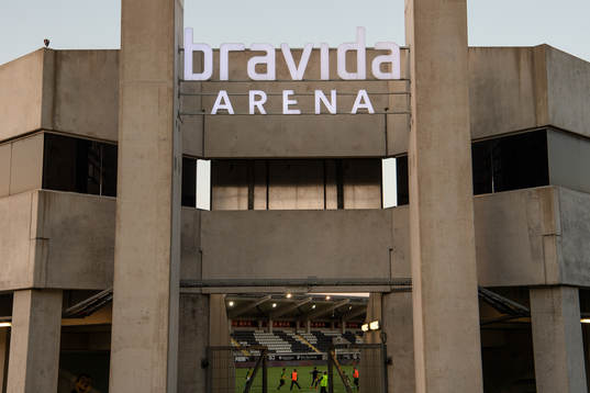 Youth team Lundby practices at Bravida Arena as the