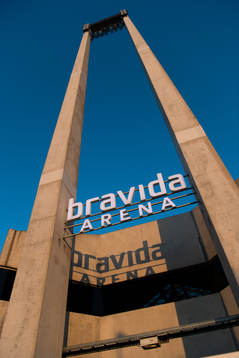 Exterior view of Bravida Arena as the coronavirus,