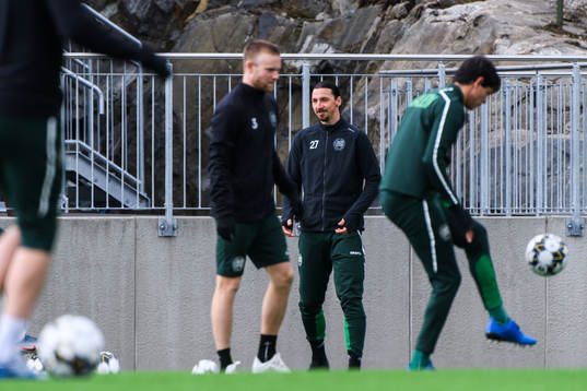 Zlatan Ibrahimovic participate in a practice with Hammarby
