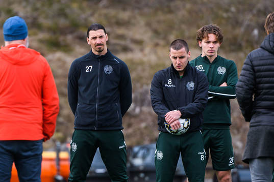 Zlatan Ibrahimovic and Jeppe Andersen participate in a