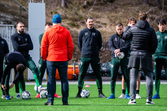 Zlatan Ibrahimovic participate in a practice with Hammarby