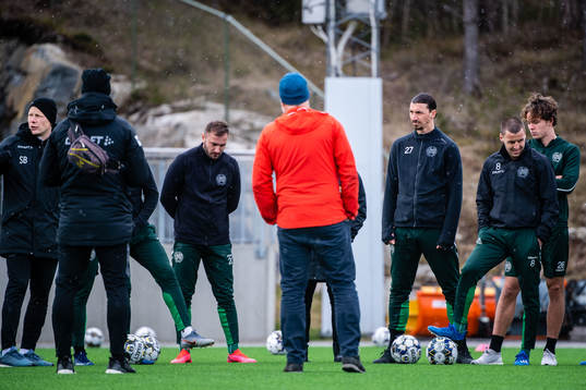 Zlatan Ibrahimovic participate in a practice with Hammarby