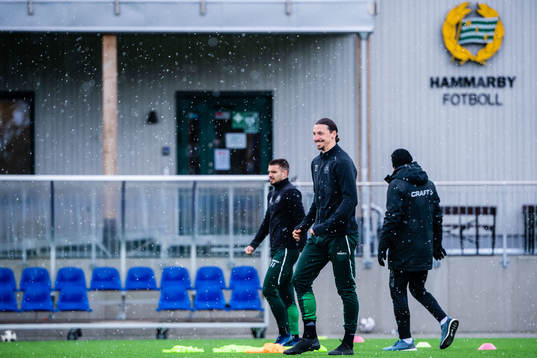 Zlatan Ibrahimovic participate in a practice with Hammarby