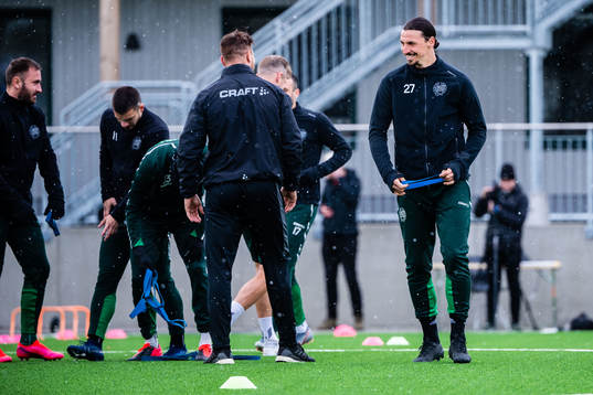 Zlatan Ibrahimovic participate in a practice with Hammarby