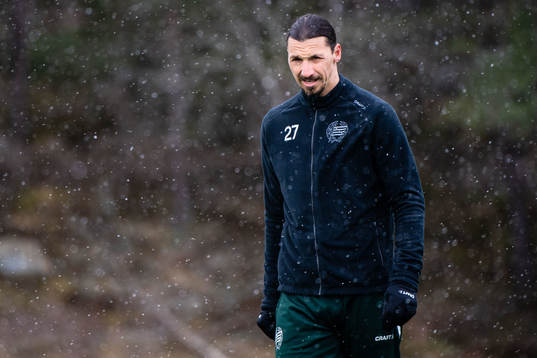 Zlatan Ibrahimovic participate in a practice with Hammarby