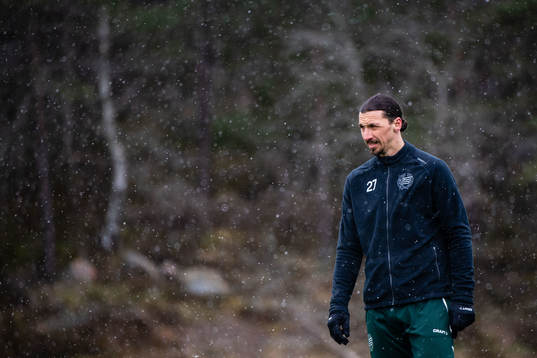 Zlatan Ibrahimovic participate in a practice with Hammarby