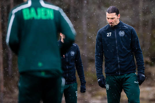 Zlatan Ibrahimovic participate in a practice with Hammarby