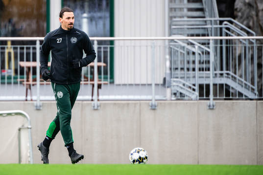 Zlatan Ibrahimovic participate in a practice with Hammarby