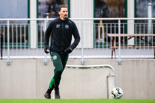Zlatan Ibrahimovic participate in a practice with Hammarby