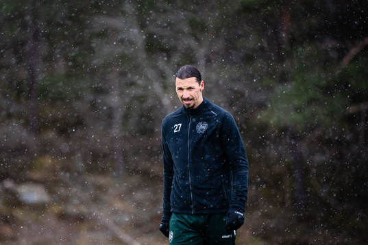 Zlatan Ibrahimovic participate in a practice with Hammarby