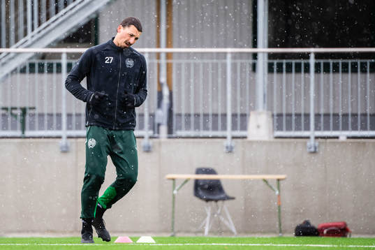 Zlatan Ibrahimovic participate in a practice with Hammarby