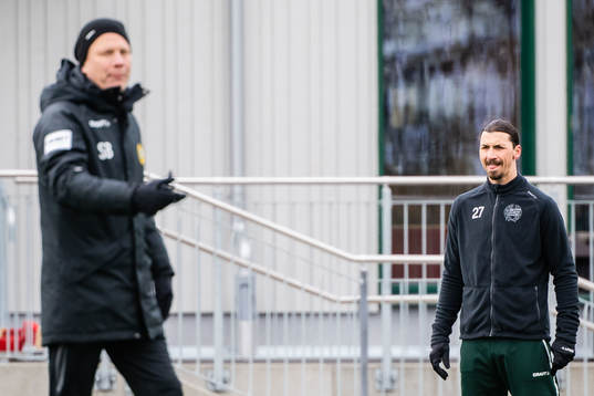 Head coach Stefan Billborn and Zlatan Ibrahimovic